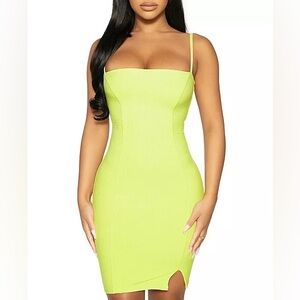 NAKED WARDROBE FRONT SLIT MINI DRESS